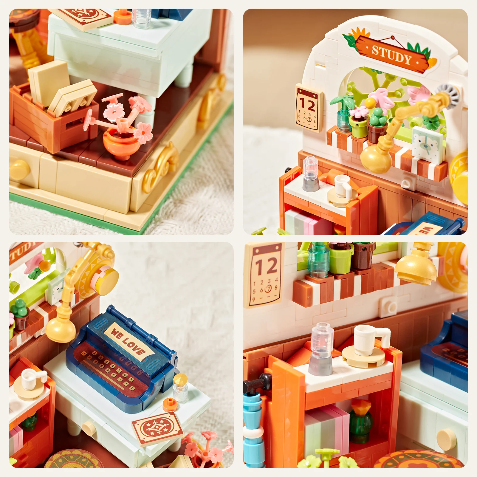 Diy Miniatuur Poppenhuis Creativiteit Mini Slaapkamer Badkamer Huis Micro Bouwsteen Educatief Model Speelgoed Voor Kinderen Geschenken