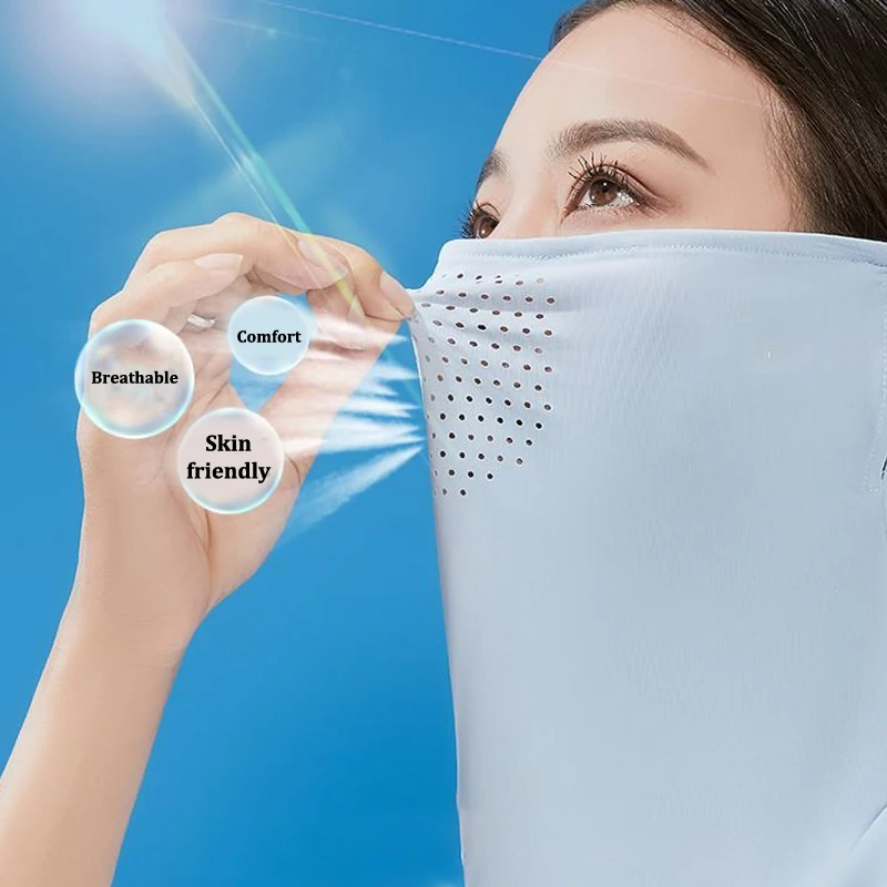 Cubierta de protección UV para el cuello, mascarilla deportiva a prueba de sol, máscara de seda de hielo, envoltura para el cuello, protector solar, bufanda facial