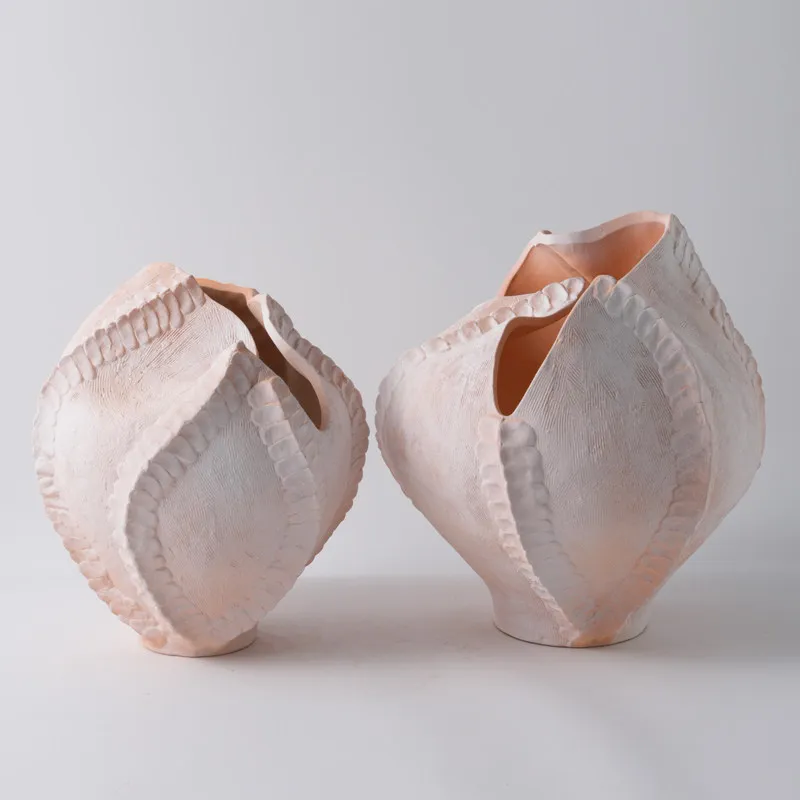 Jingdezhen ceramic vase wabi sandy wind coarse pottery pot ornament entrance decorative flower ware living room large advanced