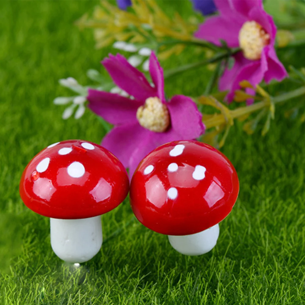 20PCS Mini Mushroom Miniatures Artificial Garden Fairy Bonsai Plant Pot Resin Craft Decoration For Home DIY Micro Landscape