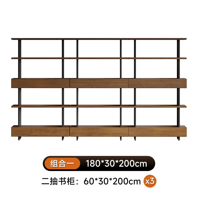 Wrought iron living room solid wood bookshelf bookcase shelf floor-to-ceiling multi-layer display