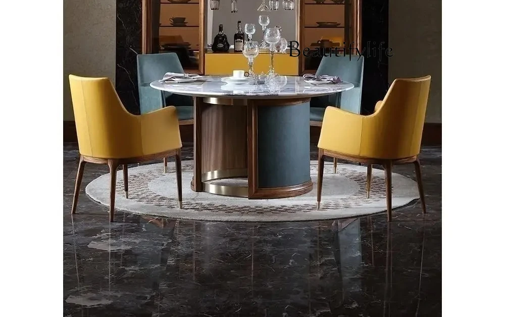 

Artistic Style Natural Marble Ugyen Wood Table Aesthetic Modern Minimalist Restaurant Home Designer style high-end