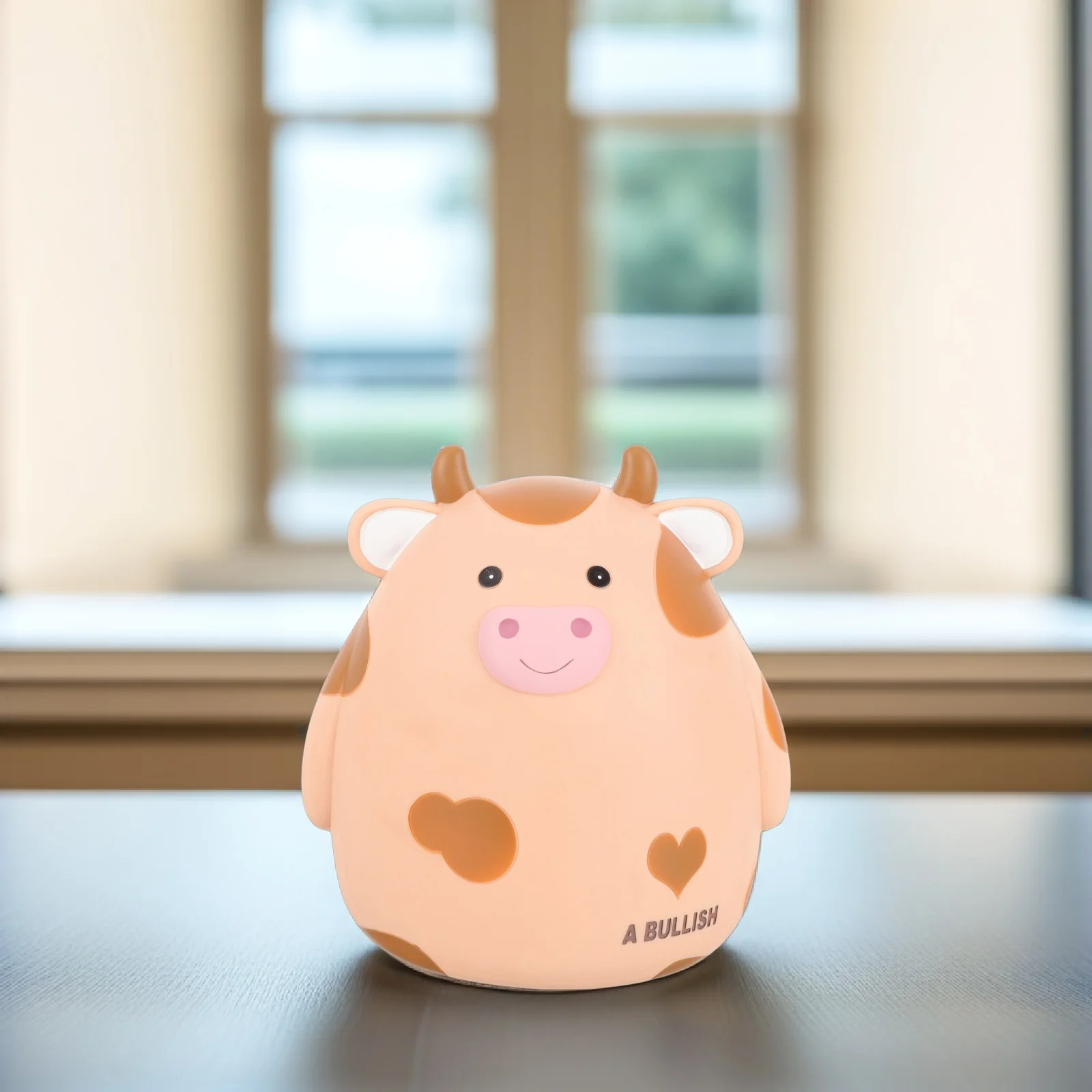 

Durable Resin Cartoon Cow Piggy Bank Desktop Portable Coin Container Money Saving Box for Children Teens Adults