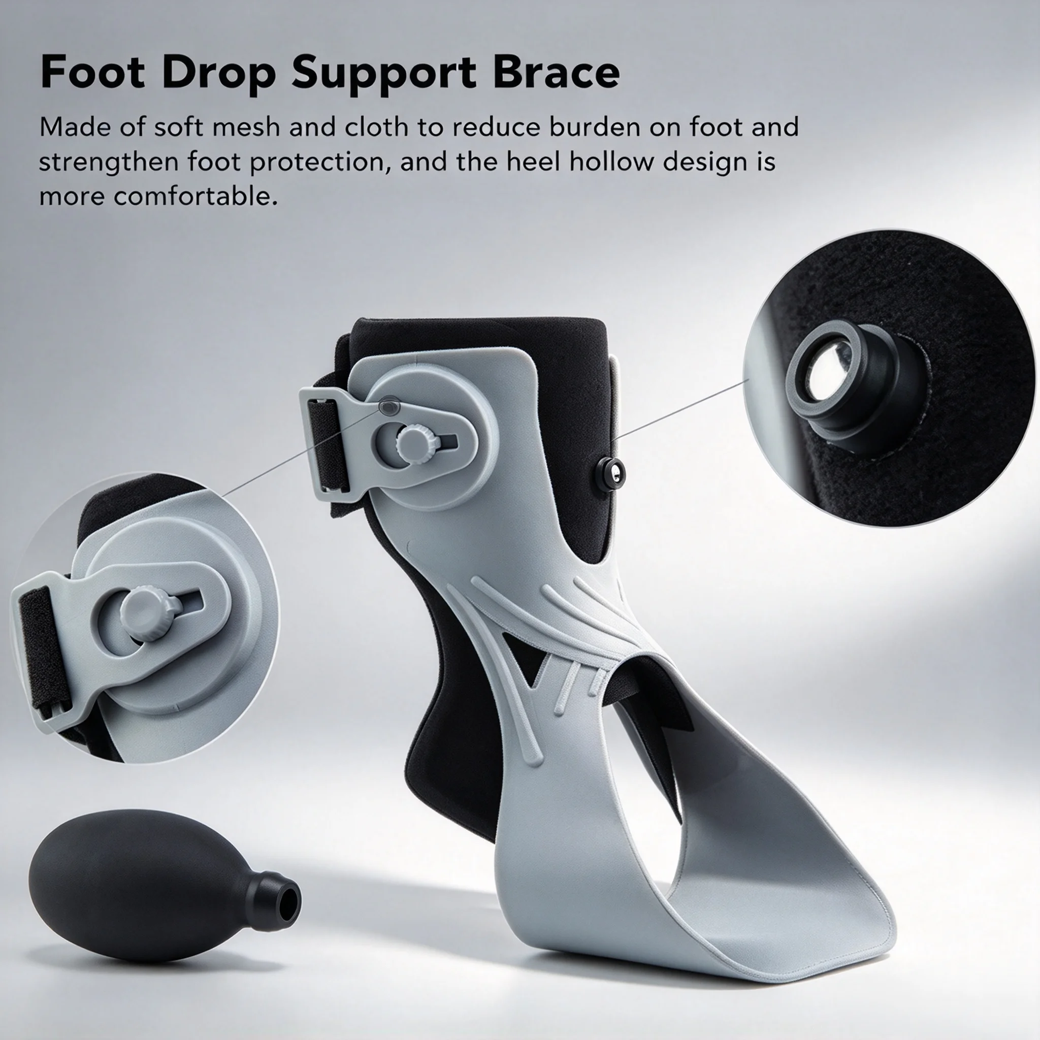 Easy Wearing Adjustable Tightness Foot Drop Support Brace Ankle Joint Foot Orthosis Improve Foot Drop for Paralysis