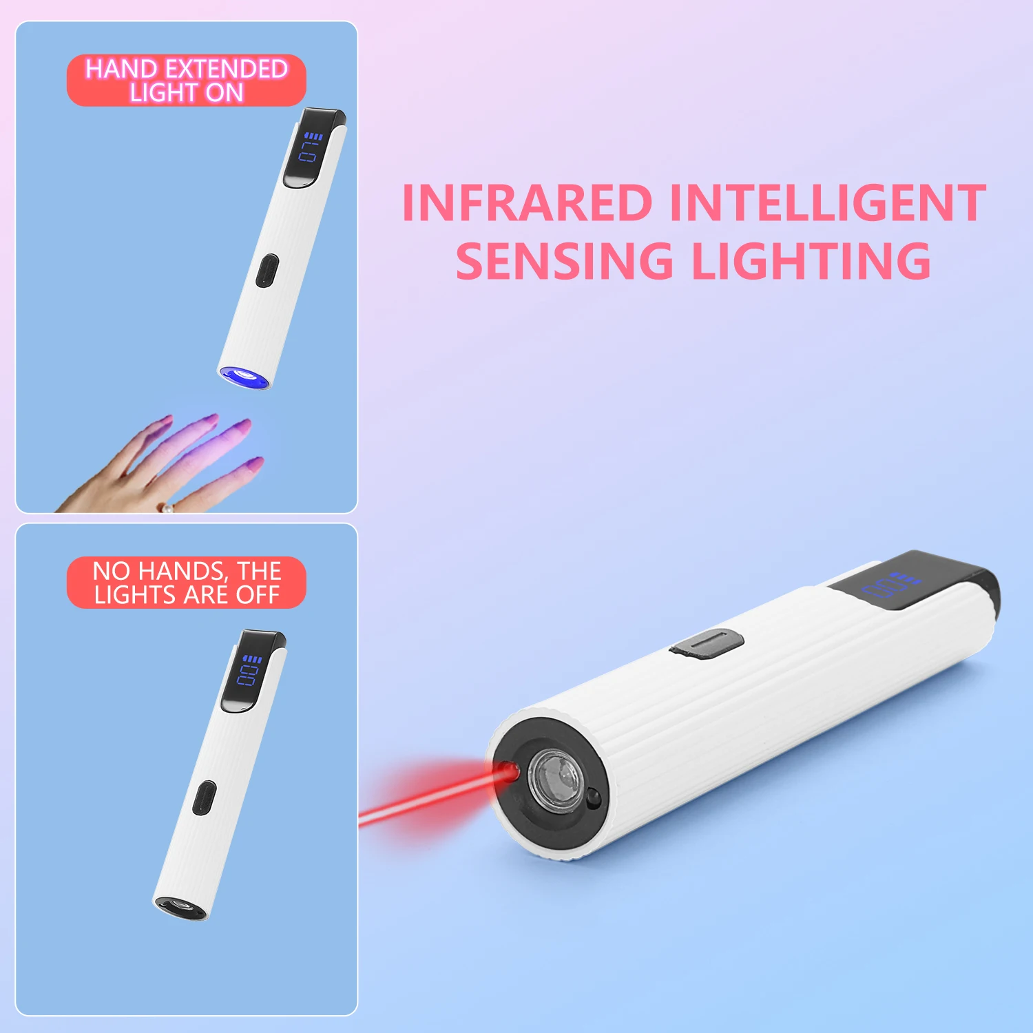 Professional nail smart induction lighting nail lamp, 20/60seconds selection, small portable rechargeable nail lamp.