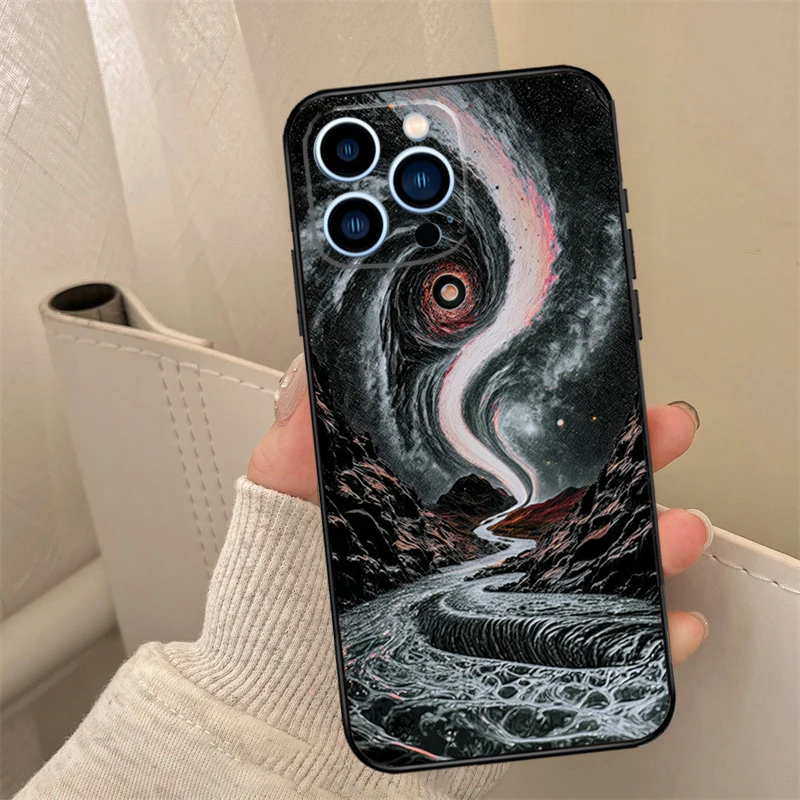 Custodia per telefono Cosmic River per iPhone 16 14 13 12 11 15 Pro Max 13 12 mini XR 15 16 Plus 16e Cover Coque
