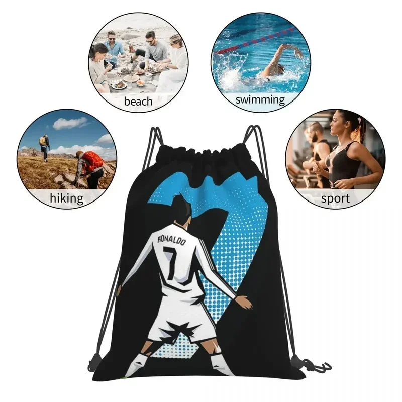 Cristiano Ronaldo Backpacks Fashion Portable Bags Drawstring Bundle Pocket Sports For Man Woman