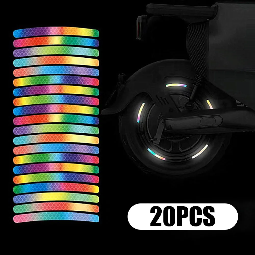 

20Pcs Car Motorcycle Bike Wheel Hub Colorful Reflectors Stickers Tire Night Reflective Warning Decals Auto Universal Accessories