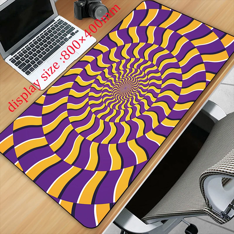 3D Checked Stripe Colour Art HD Printing XXL Mouse Pad Gamer Accessory Hot Large Computer Lock Edge Keyboard Mat Anime Cartoon