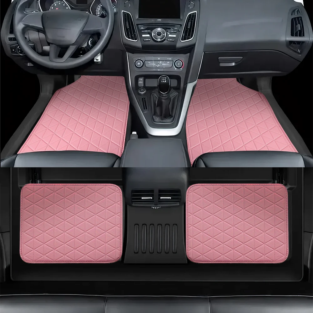 

4 шт., автомобильные коврики для ног из искусственной кожи, водонепроницаемые универсальные автомобильные ковры, аксессуары для салона автомобиля