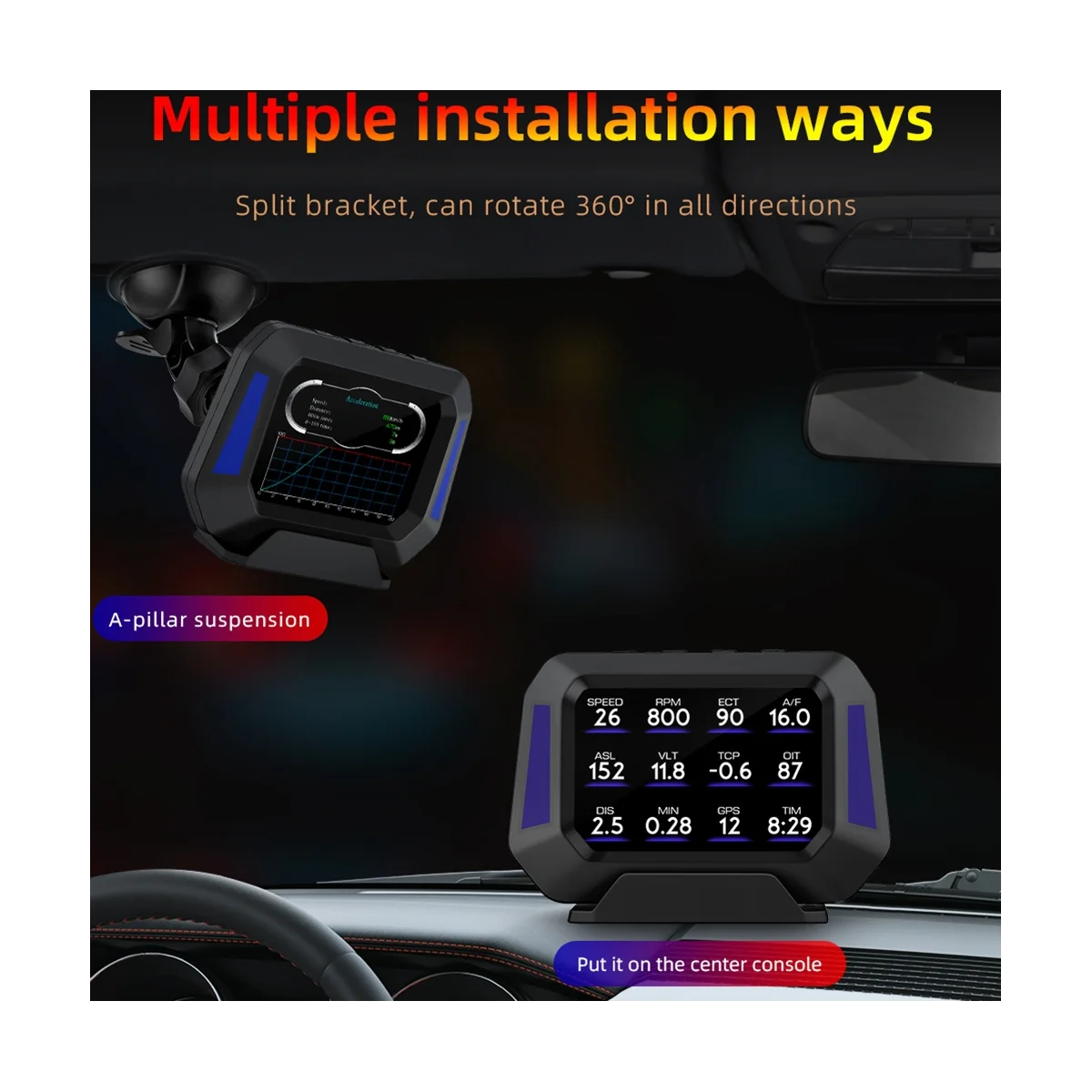 P21 HUD Car Tester GPS Diagnostic Tool Dashboard Car OBD Monitor Car LCD Monitor