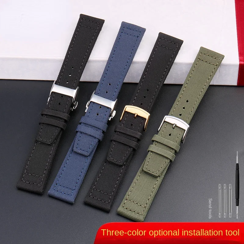 For Longines Conquest HydroConquest L2 L3 L4 IWC Watchband Nylon cowhide watch strap men'S 19mm 20mm 21m Blue Sports bracelet view 3