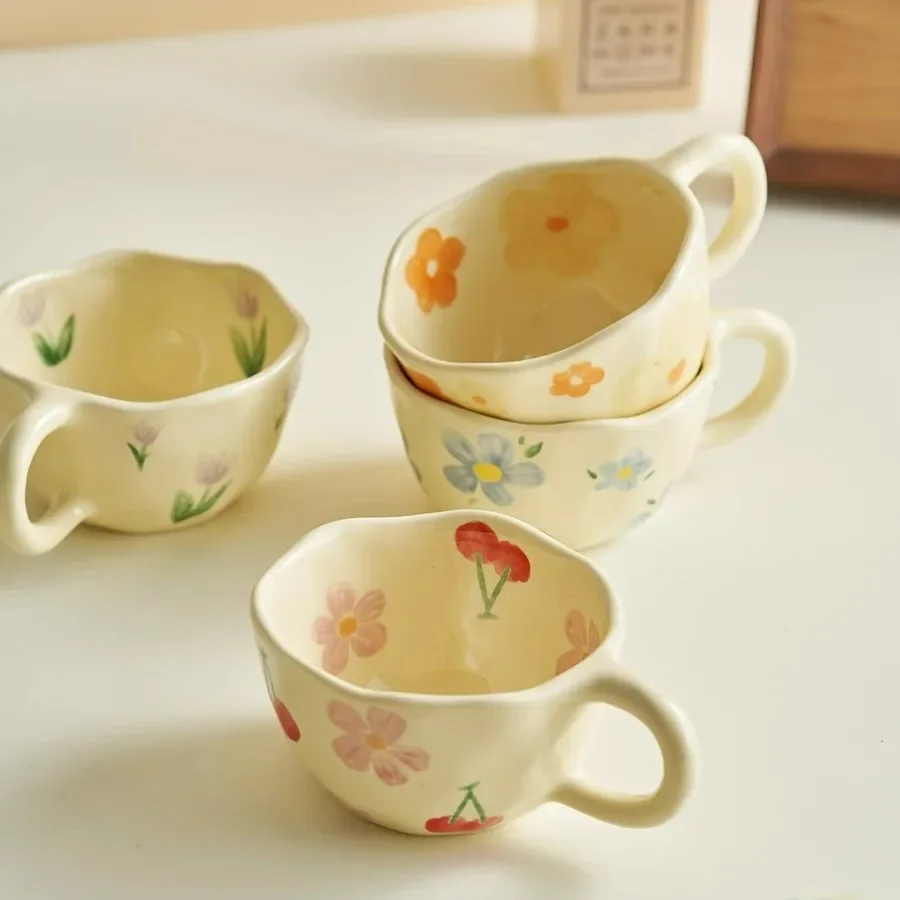 

Керамические кружки Кофейные чашки Милый цветок Чашка для чая с молоком 250 мл Кружка для завтрака Посуда для напитков Кухонная кружка для мамы Трампа Кружка из нержавеющей стали Грут