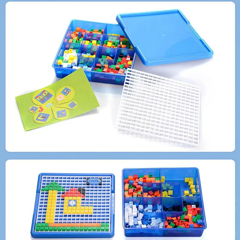 Puzzle 3D per bambini Mattoni da costruzione educativi 585 pezzi Montessori Giocattolo per l'apprendimento in età prescolare Illuminazione Modelli di puzzle