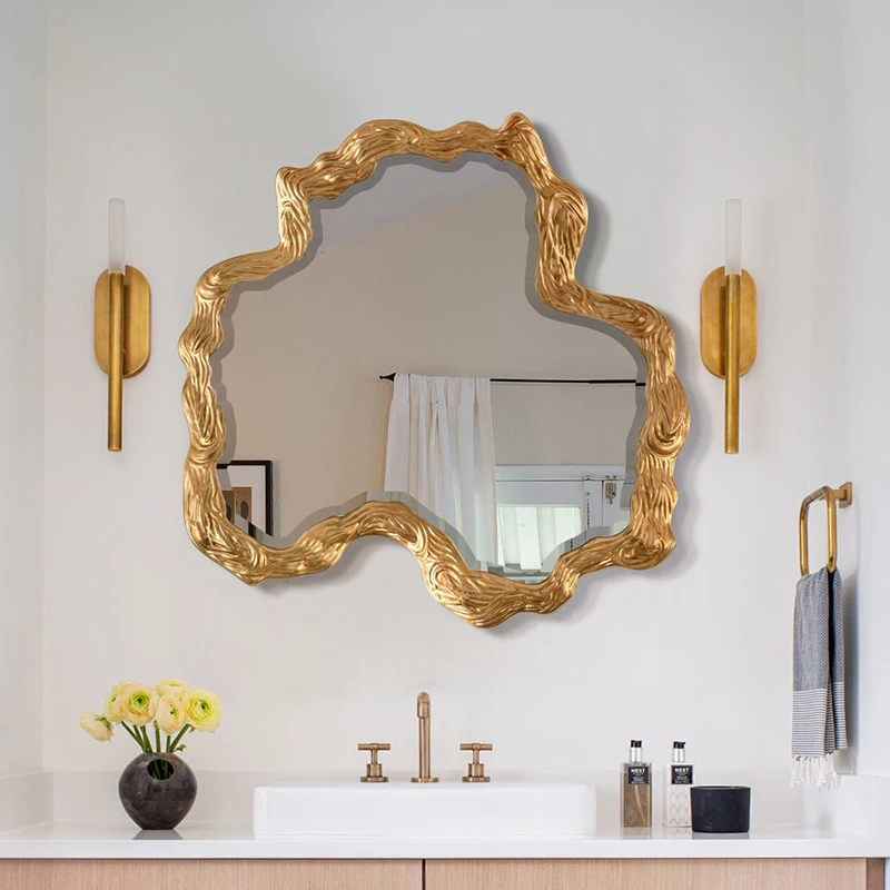 Retro bathroom mirror creative design Entrance mirror hotel light luxury makeup toilet washstand dressing