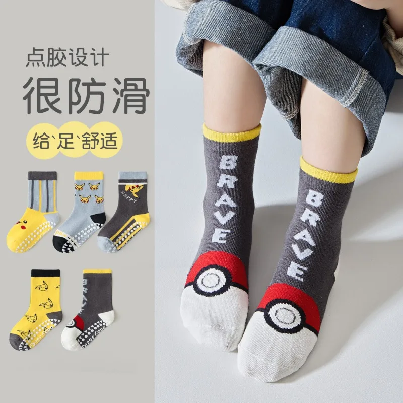 5Pairs Anime Baby Children's Socks Cartoon Winter Kids Sock Girls Cute Boy Toddler Non-slip Floor Trampoline Socks 1-12 Years