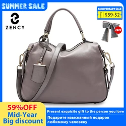 Borsa tote da donna alla moda Zency Borse in vera pelle al 100% Borse a tracolla di lusso con tracolla a tracolla con fascino Boston femminile