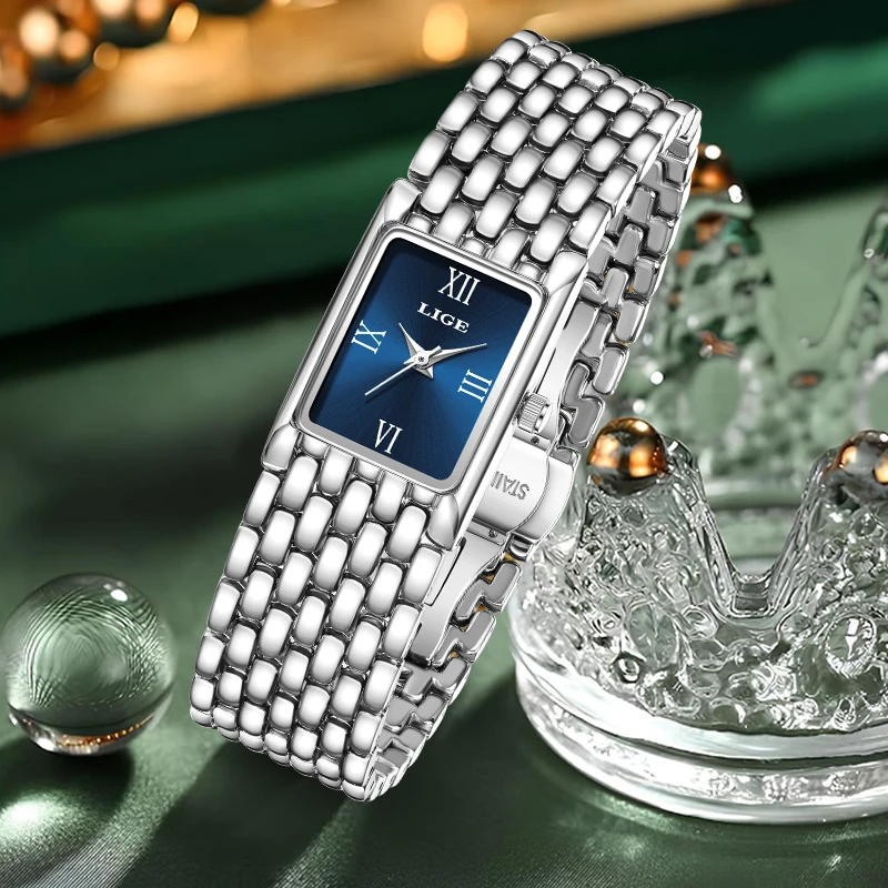 

Новые часы LIGE для женщин, элегантные ретро кварцевые женские часы с ремешком из нержавеющей стали, роскошные модные повседневные водонепроницаемые женские часы