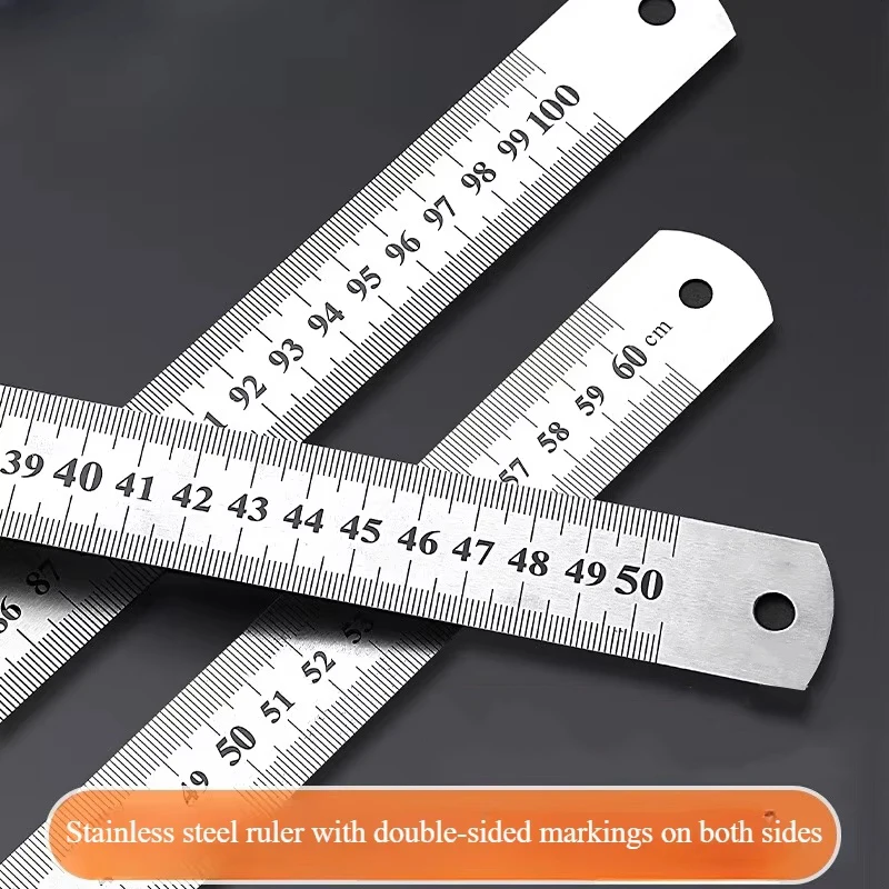 Double Side Scale Stainless Steel Metal Straight Ruler Measuring Tool Precision Measuring Tools For School Students Stationery