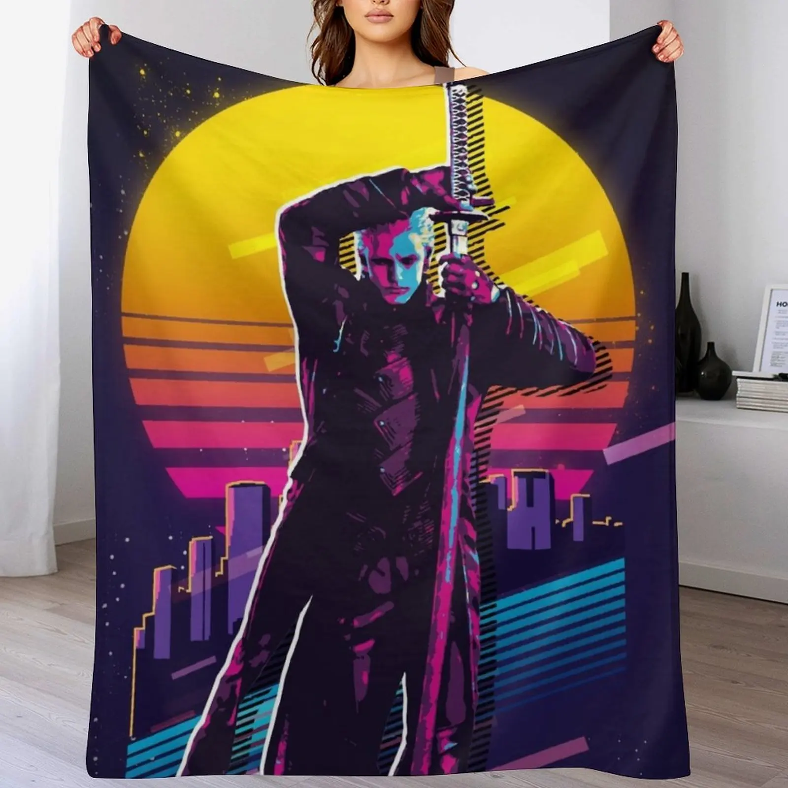

Devil May Cry - Vergil (80s Retro) Throw Blanket Warm Napping Blanket for Office Couch Bed