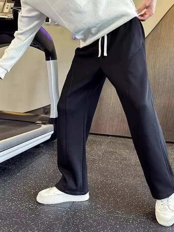 

Casual Color Straight Leg Pants Men's Autumn Drawstring Versatile Loose Sports Nine Points Harem Pants New 2025