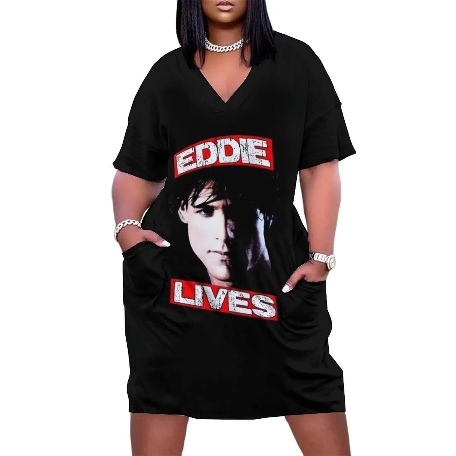 

Eddie Lives Eddie and Movie The Cruisers Michael paraa Eddie Wilson Loose Pocket Dress Dress vintage dresses for womens