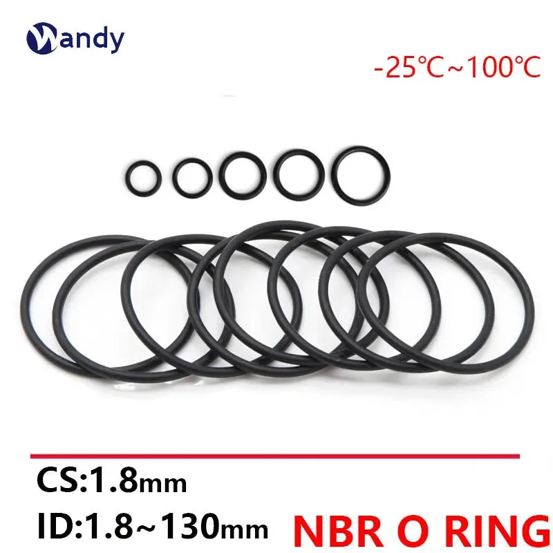 

NBR O Ring Seal Gasket Thickness CS 1.8mm ID 1.8~130mm Black Nitrile Butadiene Rubber Spacer Oil Resistance Washer Round Shape