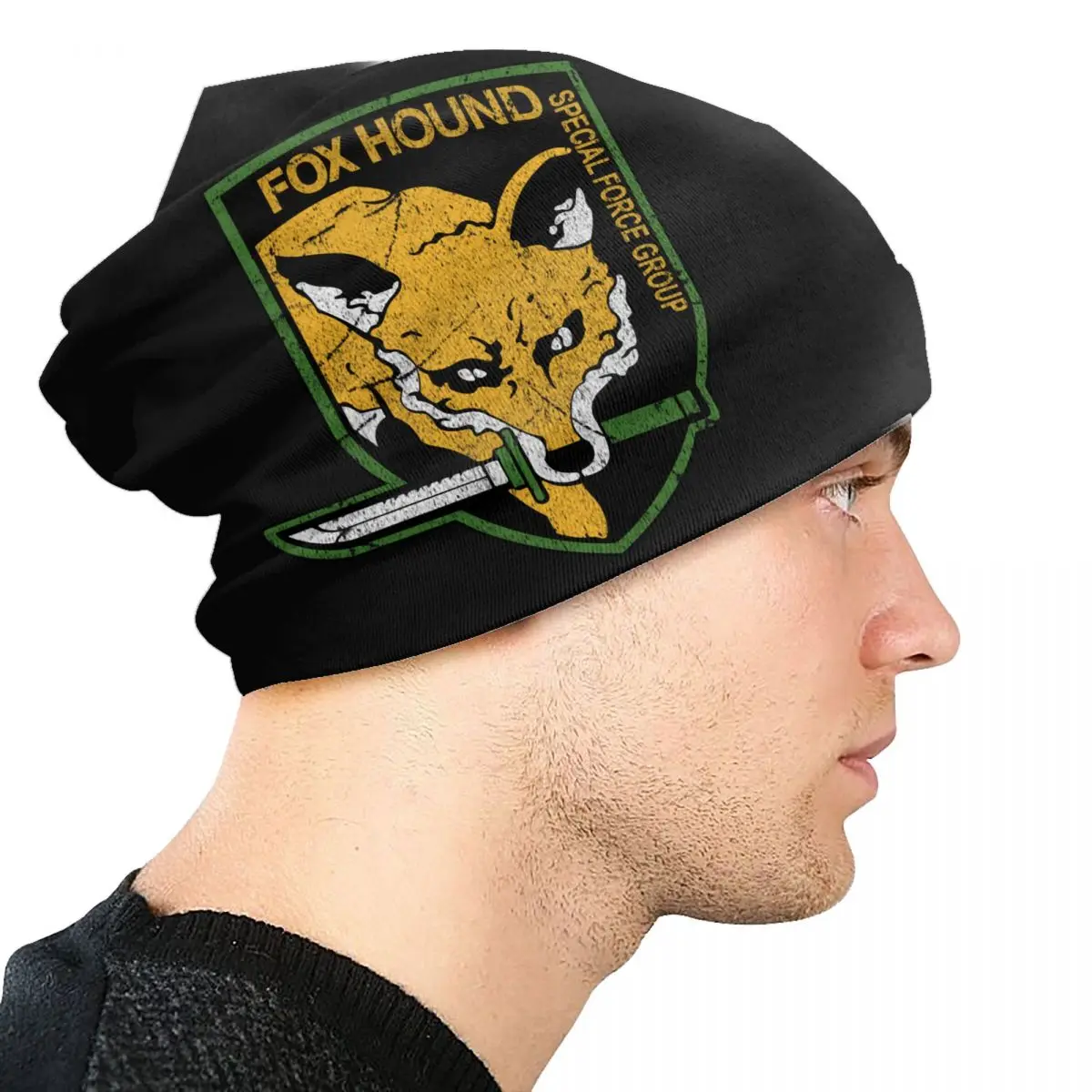 Metal Gear Solid Fox Hound Skullies Beanies Caps Unisex Winter Warm Knitted Hat Adult Video Game Bonnet Hats Outdoor Ski Cap