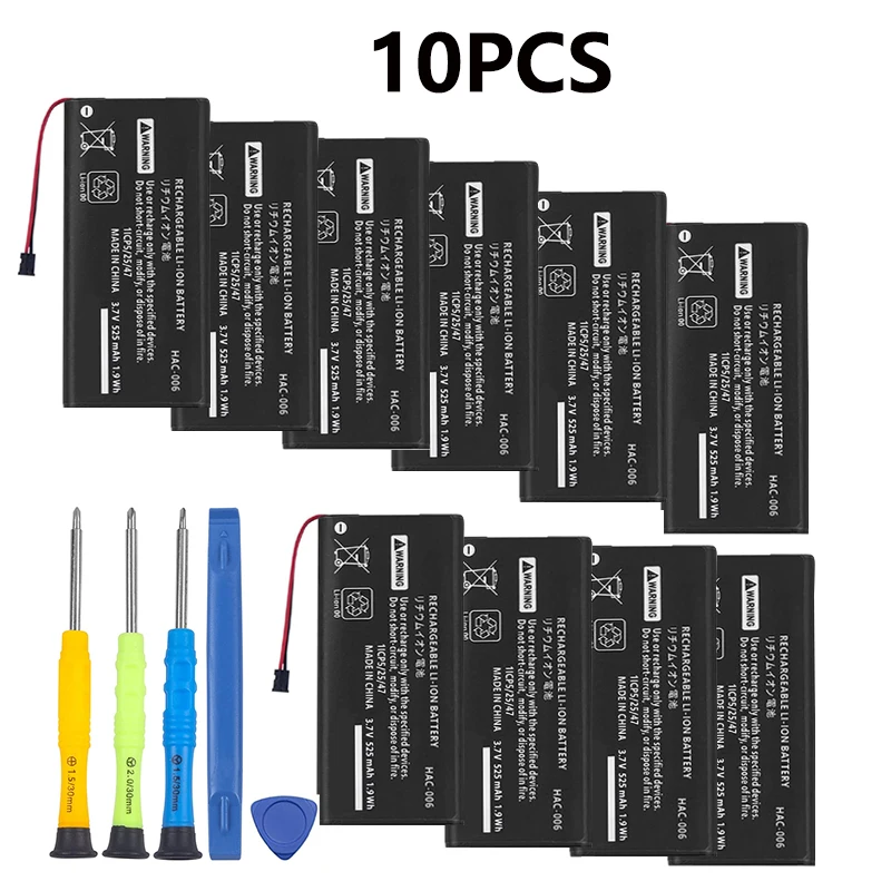 

10 шт. аккумуляторов HAC-006, высокопроизводительные литий-ионные сменные аккумуляторы для игровой консоли Nintendo Switch Joy-Con, модель HAC-015