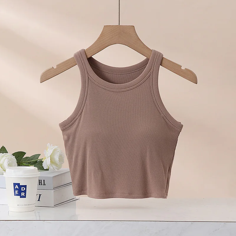 

I-shaped Vest with Chest Pad Sunscreen Clothes Sleeveless Top Bottom Yoga Bra Integrated Women's Summer
