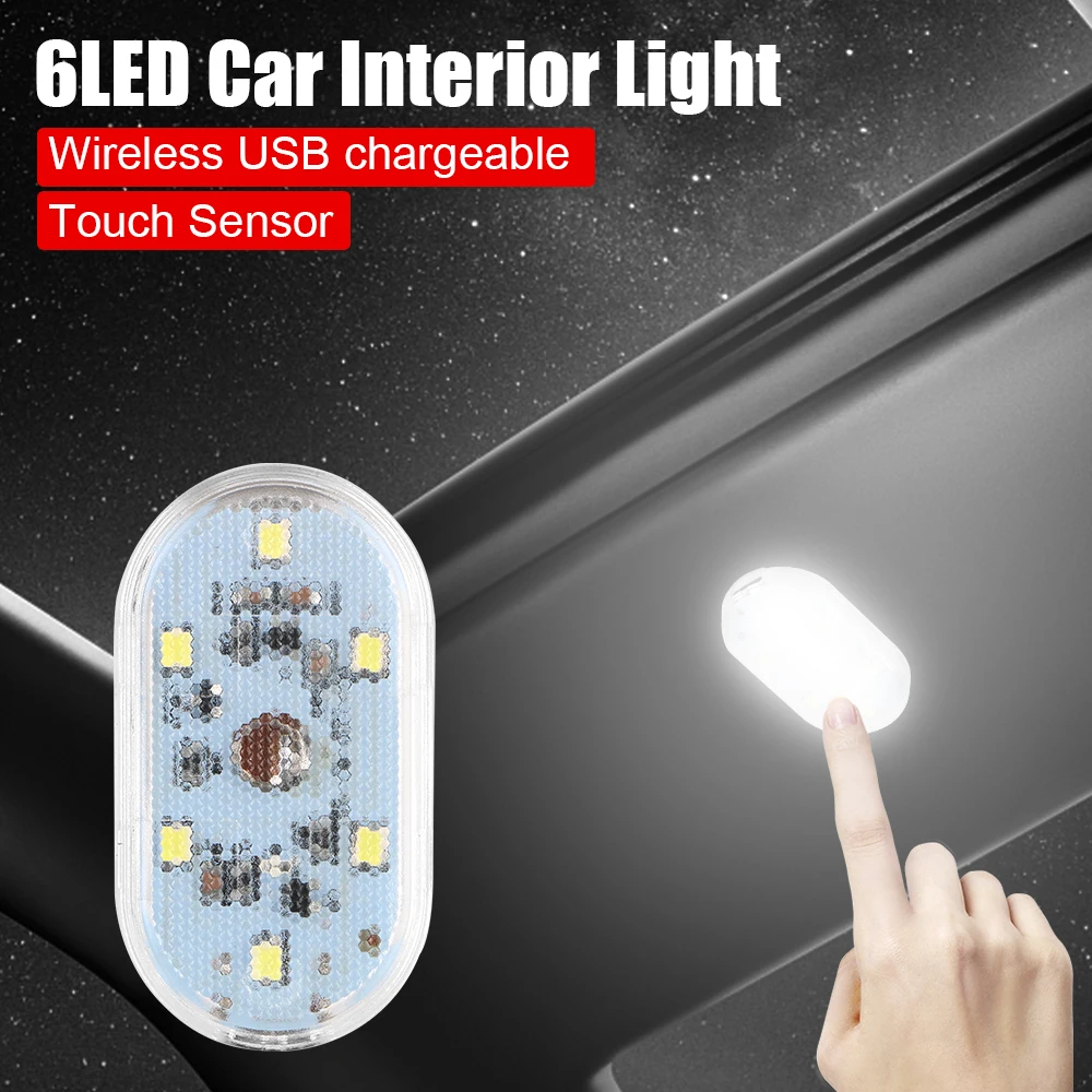 Ceiling Lamp Reading Light Indoor Car Lighting Car Roof Magnets Reading Lamp 5V 6LED Car Interior Lights Night Hand Touch Light