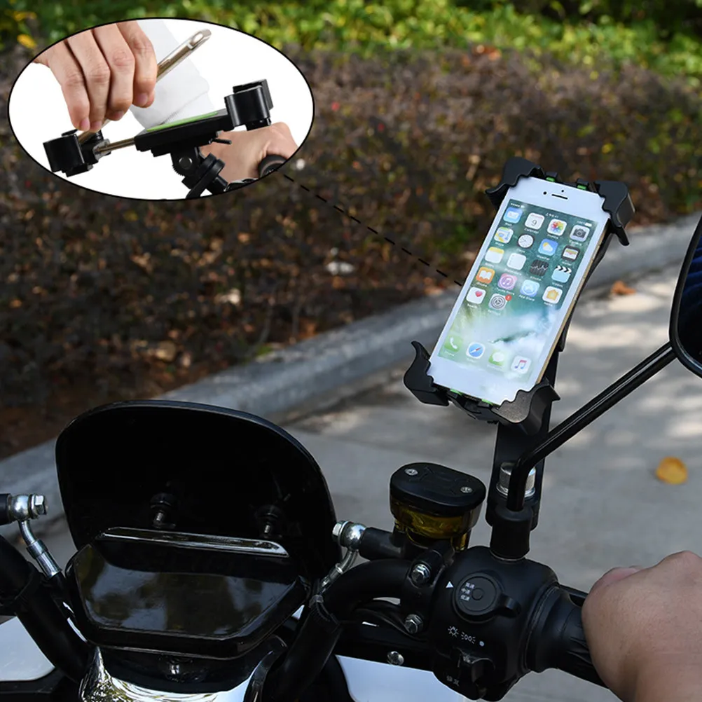 

Motorcycle Phone Holder 360 Degree Rotating Black Strong Outdoor Riding Bracket for Mobile and Tablet Navigation Support