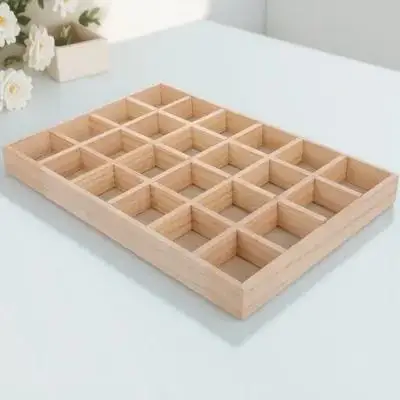 

Wood Jewelry Tray Grid Organizer Solid Wood Display Box Ring Earring Holder for Home Craft Dresser Bathroom Storage