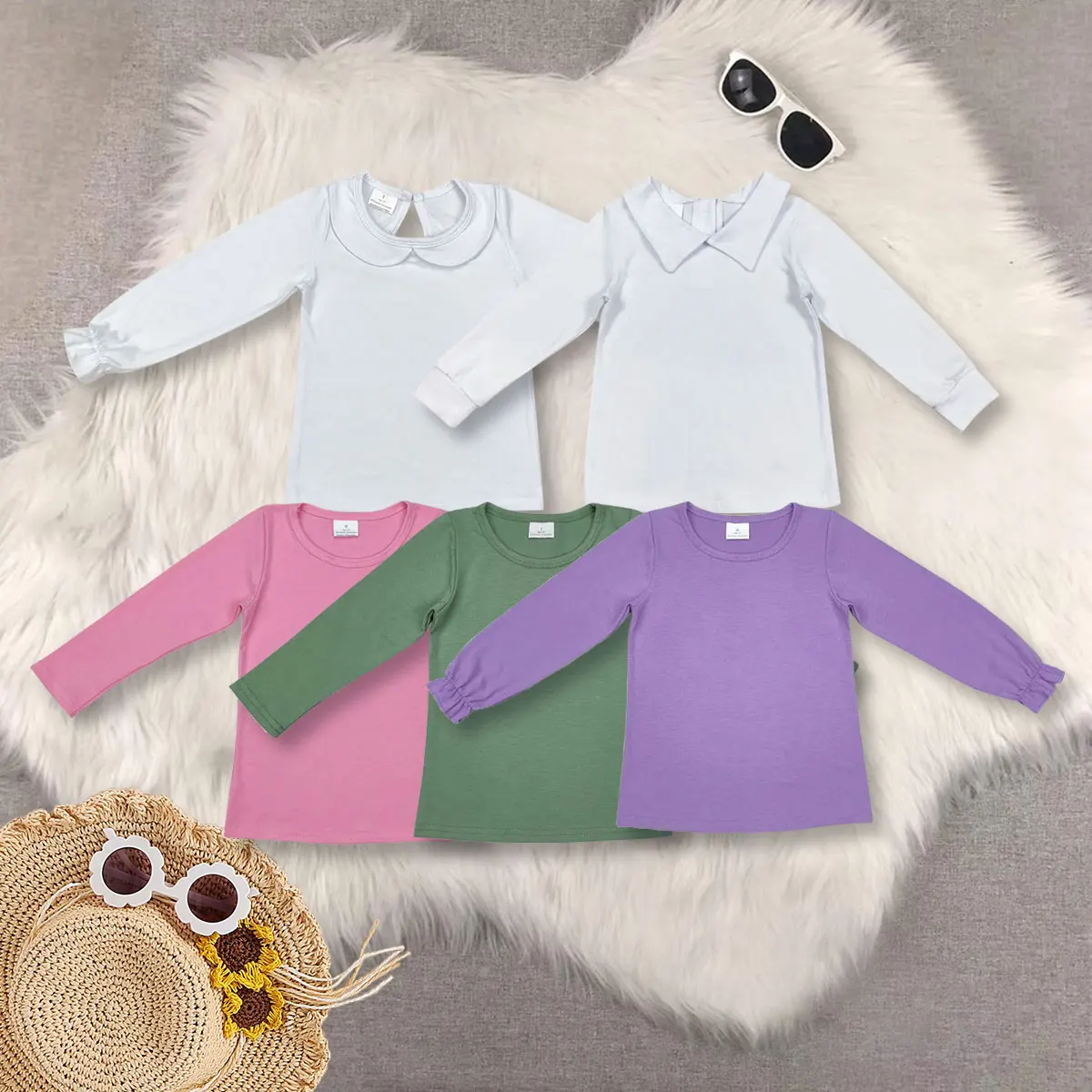 

z910-02 GT0626 Wholesale New Arrival Matching baby girls clothes plaid lace long-sleeved top Summer Boutique kids clothes girls