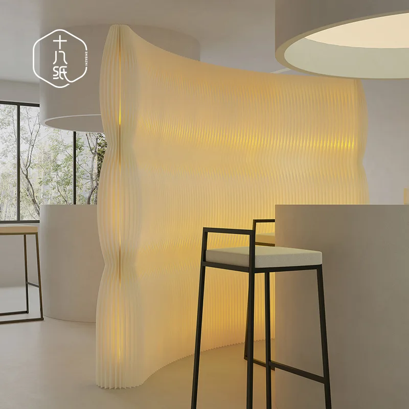 Paper screen partition folding luminous clothing store with lamp beauty salon tea roo
