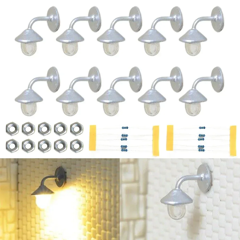

10 Piece Model Wall Lamps LED Street Lamps 1-Flame For H0 Houses Building Set Model Garden Decor Wall Lights Model Accessories