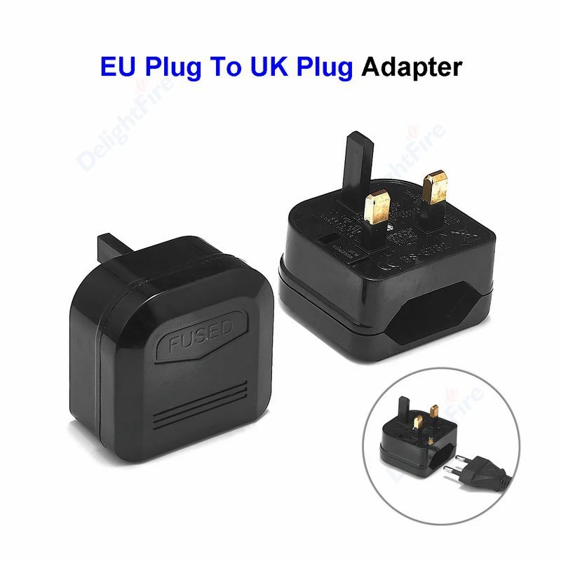 EU To UK Plug Travel Adapter With 5A Fuse UK British Electrical Plug Converter Electric Socket Adapter For Power Cord Outlet