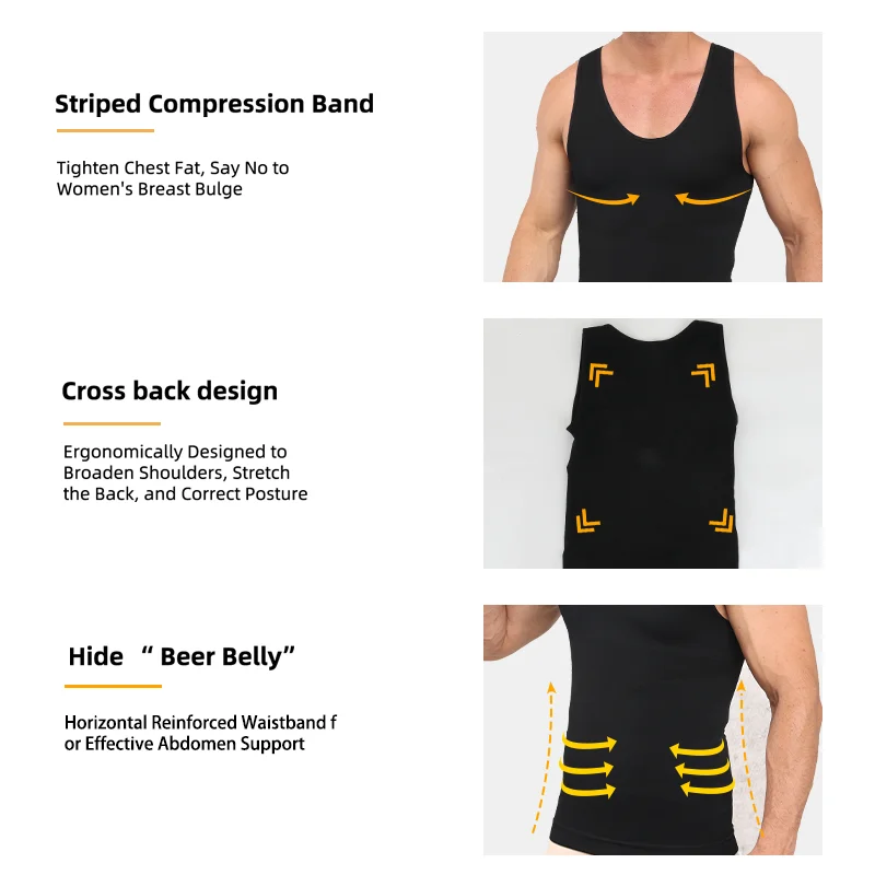 Miss Moly Männer Sexy U Neck Tank Top Kompression Shapewear Ärmelloses Bauch-steuer Unterhemd Abnehmen Atmungs Body Shaper