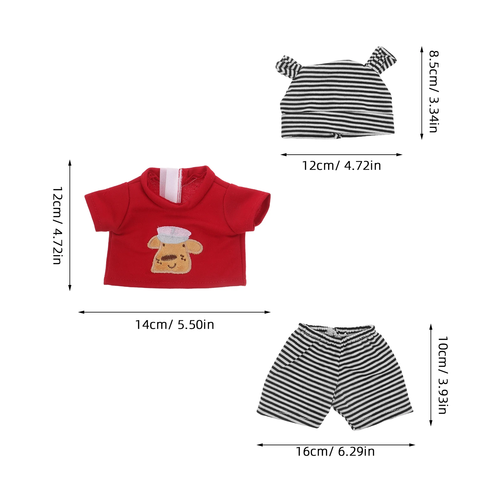 1 مجموعة القطن الطفل دمى الملابس ل 10 بوصة فتاة صبي دمى الزي اكسسوارات دمية دعوى مع قبعة مخططة بانت للأطفال لعب الأدوار