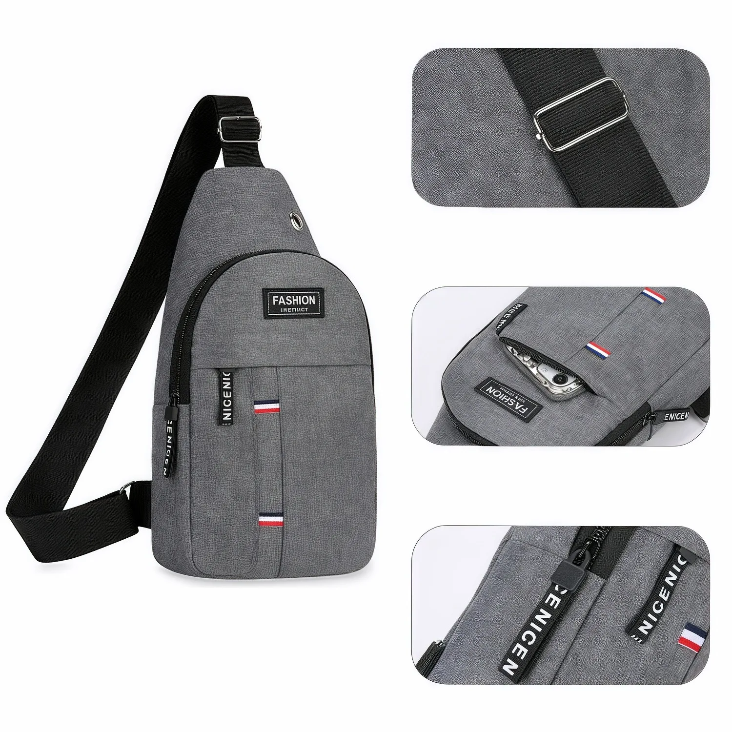 Men's Crossbody Sling Bag Lightweight Adjustable Waist Pack for Gym Running Outdoor Travel Hiking FU