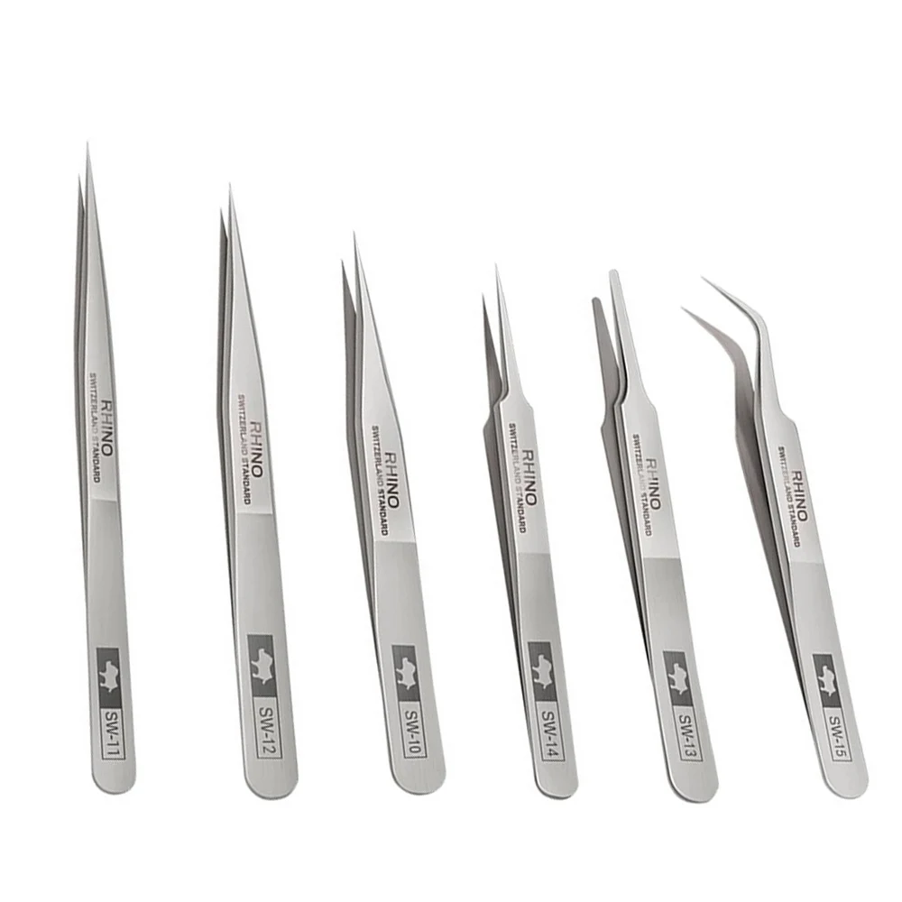 

Anti-Magnetic Anti-Acid Super Hard RHINO SW Tweezers Set Switzerland Standard Special Tip Precision Forceps For Repairing Tools