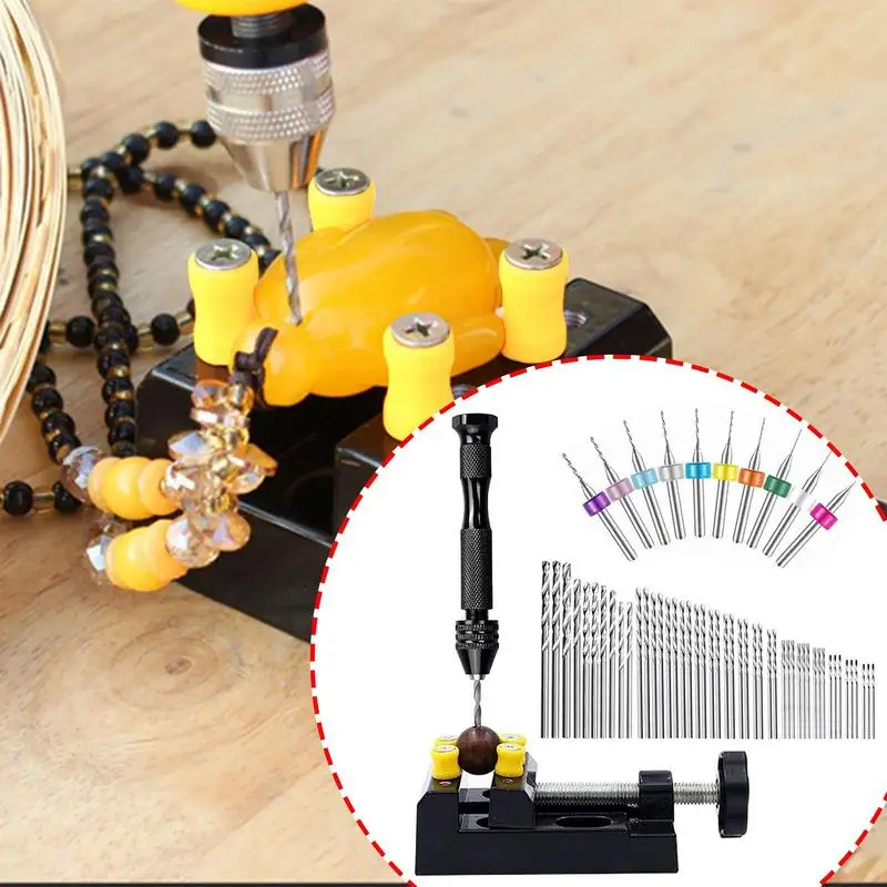 Hand Drill For Miniatures 60 Pieces Small Pin Vice Twist Drill Bits Miniature Drill Hobby Drill Manual Drill Kit Resin Drill