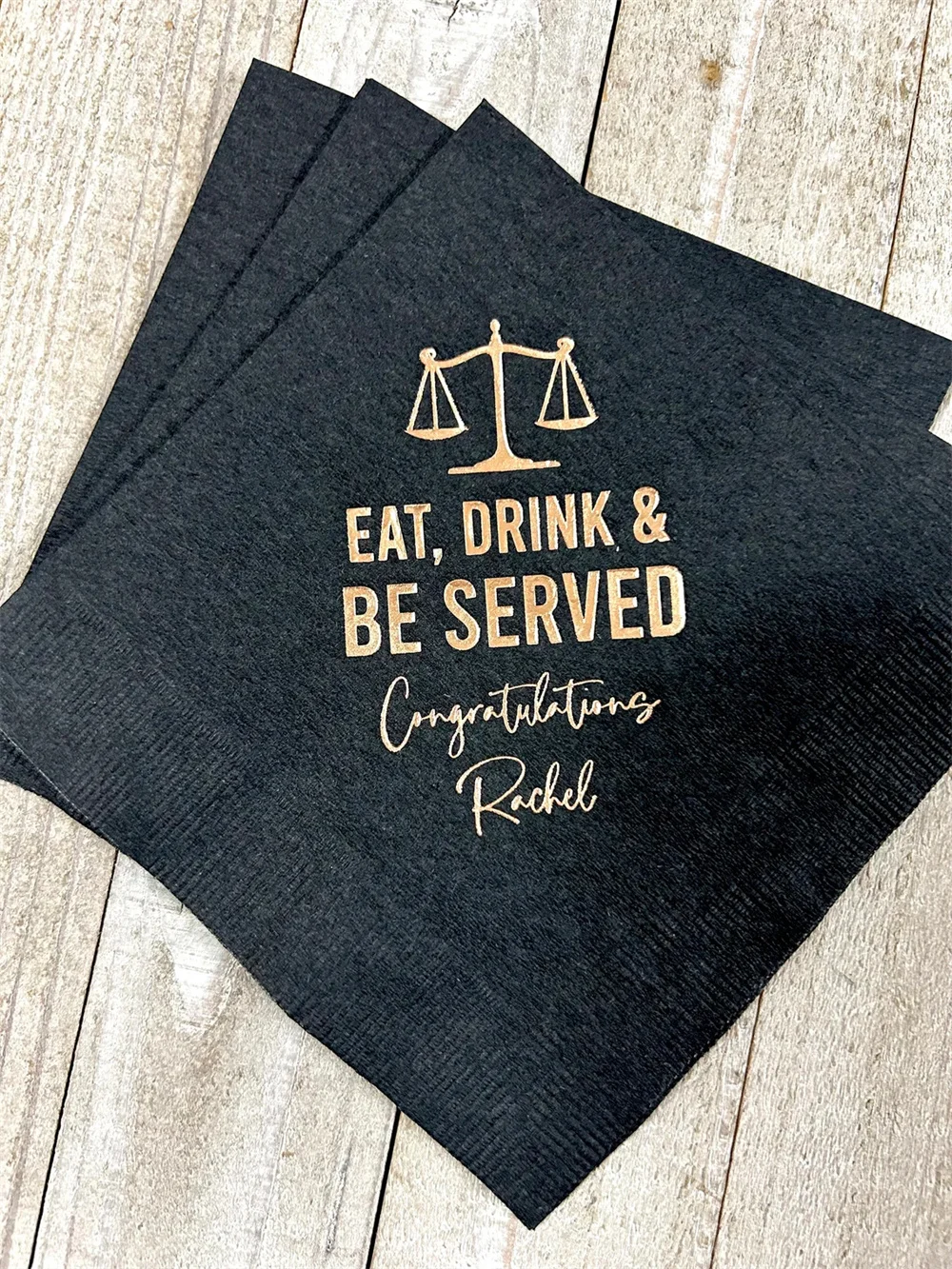 50PCS Personalized Napkins Law Lawyer School Graduation Eat Drink & Be Served Printed Beverage Cocktail Luncheon Dinner Guest To