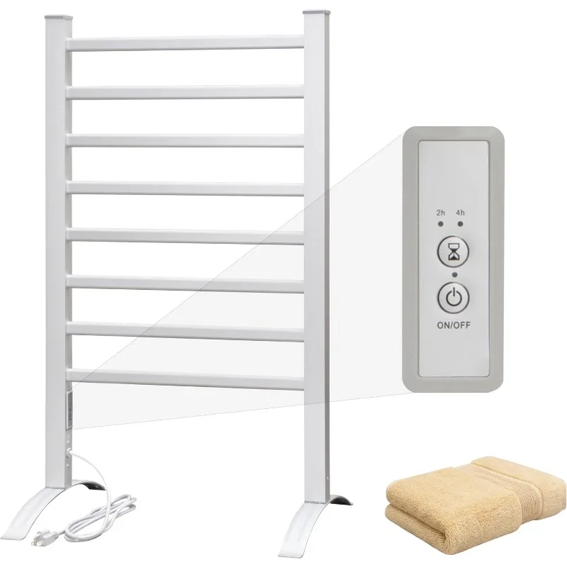 

Towel Warmer 8 Bars for Bathroom Freestanding or Wall Mounted Bath Towel Heater Plug-in with Built-in Timer