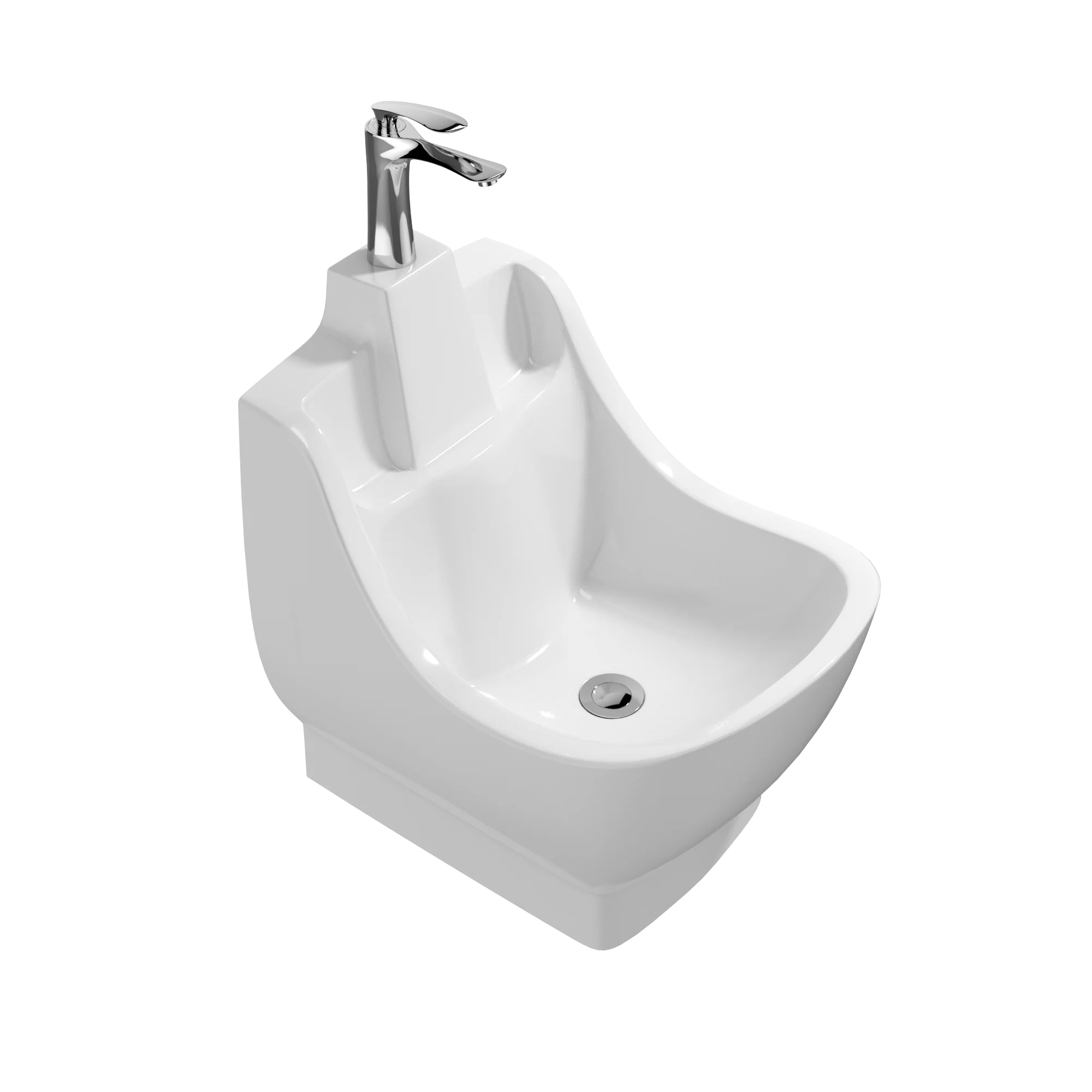 # High-End Ceramic Wudu Basin With Seat | Muslim Sink For Mosque & Islamic Center Projects