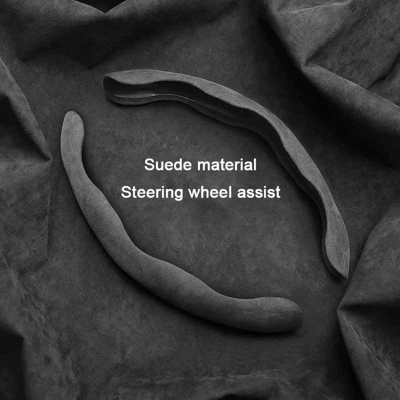 

2Pcs Alcantara Suede Car Steering Wheel Booster Cover Universal 38CM Non-Slip Protector Case Auto Interior Decoration Accessory