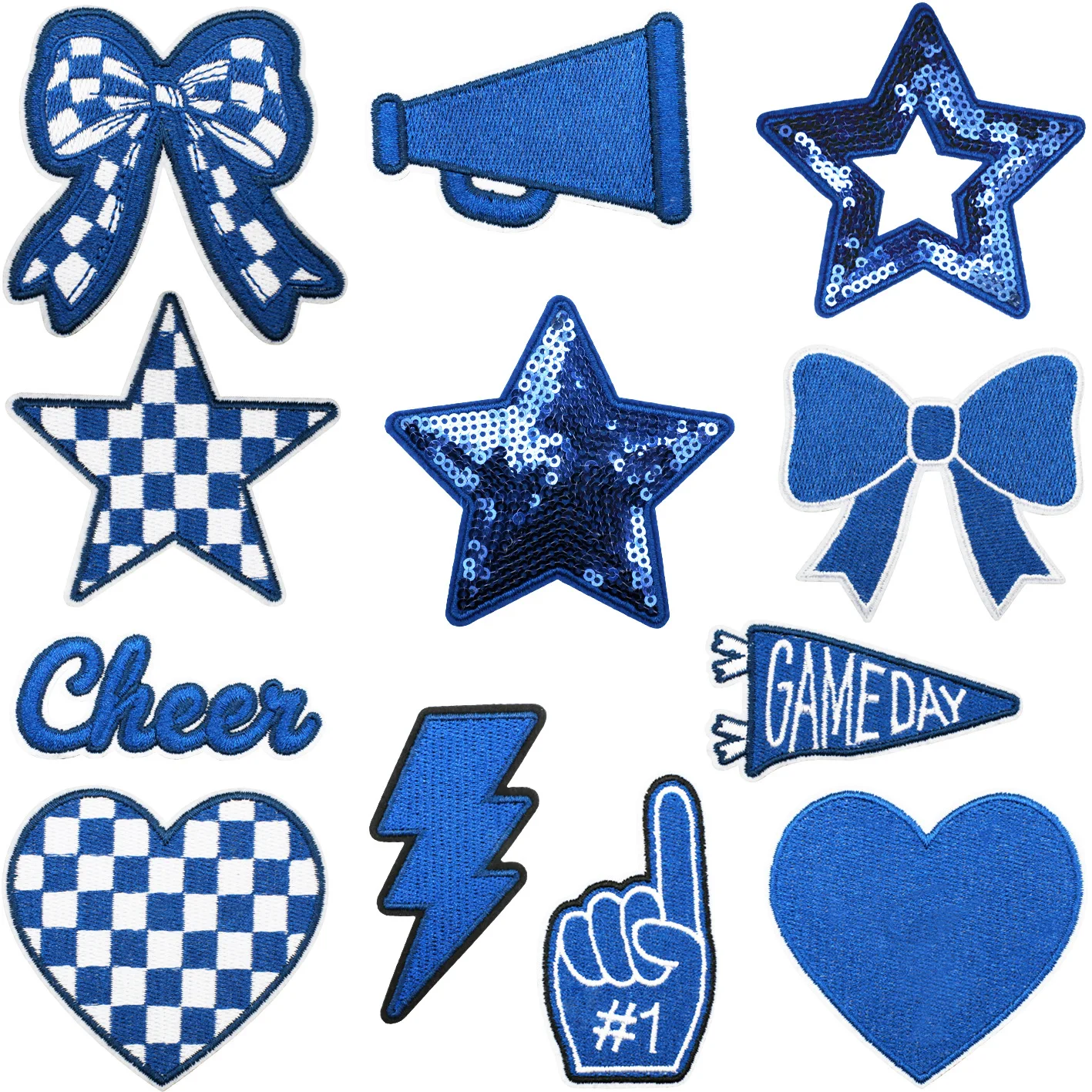 10PCS Bulk Blue Game Day Cheer - огляд і ціна Embroidery Design Love