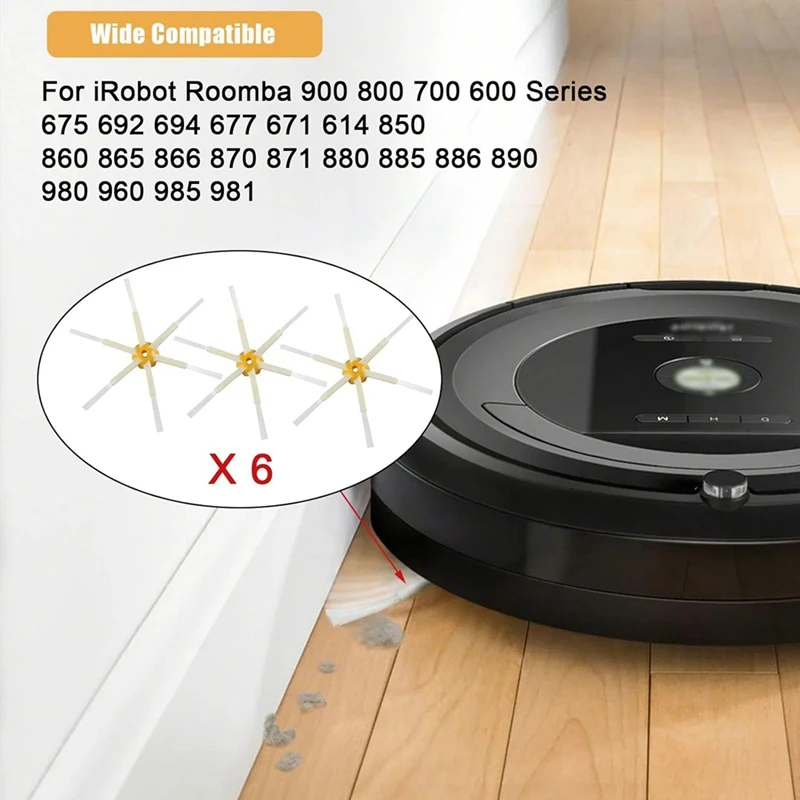 6 Corner Side Brushes For Irobot Roomba 600/700/500, Side Brushes Replacement Spare Parts