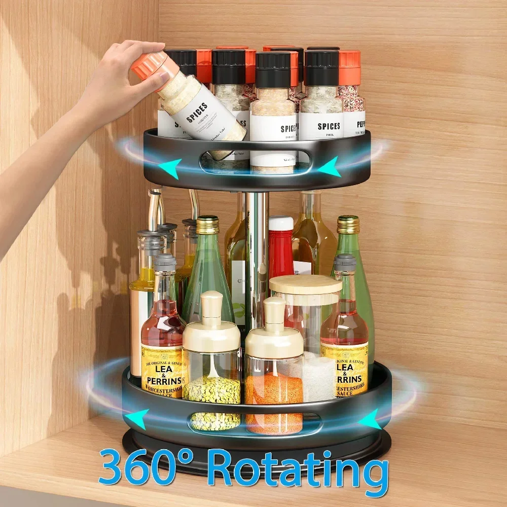 Rotary spice rack, organizer, metal flavoring jar... Kitchen cabinets save space