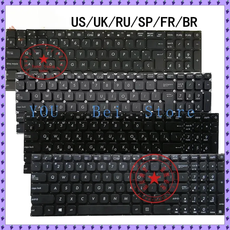 Nuevo teclado para ordenador portátil ASUS X541 X541L/LJ X541LA X541S/SC X541SA X541N X541NA X541NC VM592L VM592UJ VM592N, EE. UU./Reino Unido/Rusia/España/Francia/Brasil